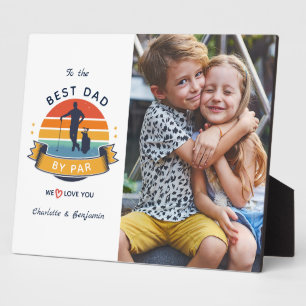 Best Dad By Par Retro Fathers Day Photo Golf Plaque