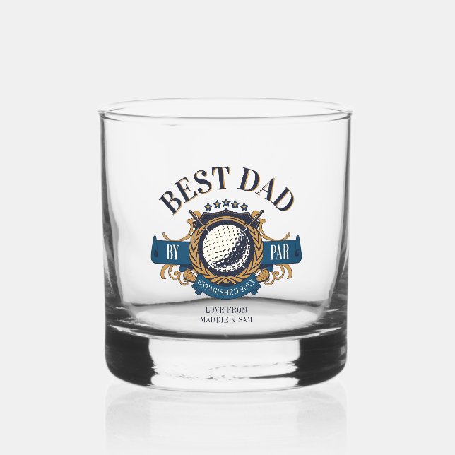 Best Dad By Par Seal Elegant Custom Whiskey Glass (Front)