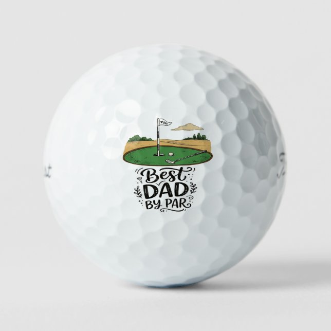 Best Dad By Par Titleist Pro V1 Golf Balls Gift (Front)