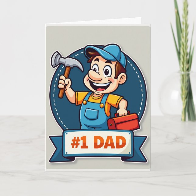 Best Dad Cartoon Tool Card (Front)