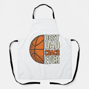 Best Dad Coach Ever Basketball Vintage Vector Desi Apron