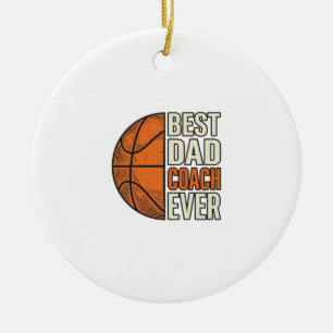 Best Dad Coach Ever Basketball Vintage Vector Desi Ceramic Tree Decoration