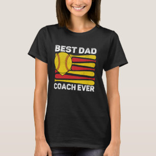 Best Dad Coach Ever Softball American Flag 4th Of T-Shirt