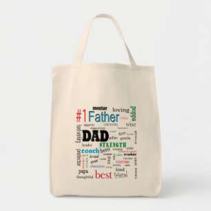 Best Dad Colourful Word Cloud Tote Bag