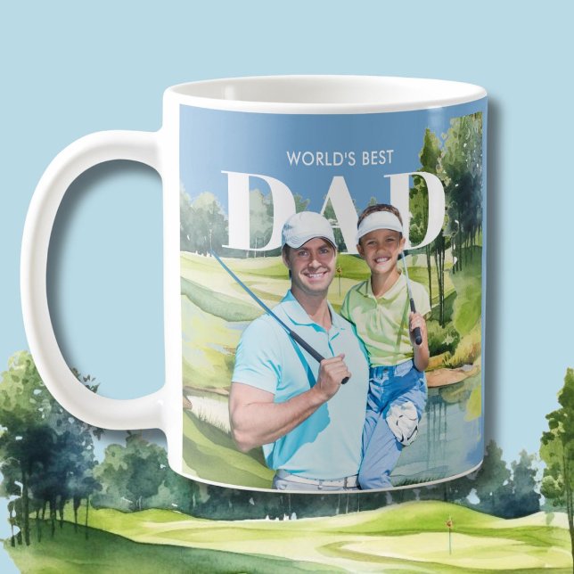 *Best Dad Custom 2 Photo Collage Golf Course Coffee Mug (Creator Uploaded)