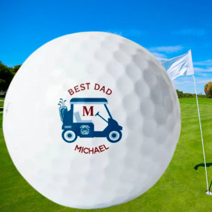 Best Dad Custom Golf Cart Monogram Name   Balls