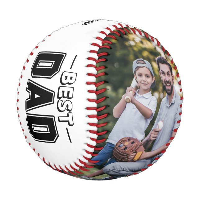 Best Dad Custom Name modern 2 Photo  Baseball (Angled)