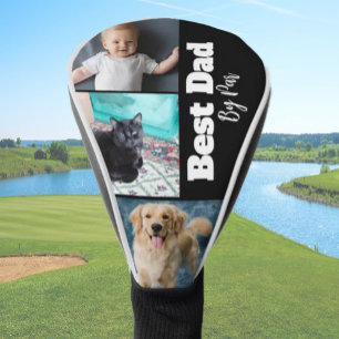 Best Dad Custom Photos and Name Black Golf Head Cover