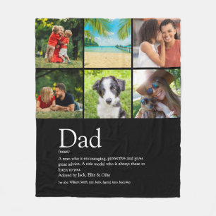 Best Dad Daddy Father Definition 6 Photo Black Fleece Blanket