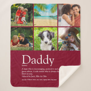 Best Dad Daddy Father Definition 6 Photo Burgundy Sherpa Blanket