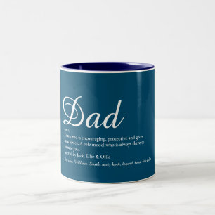 Best Dad, Daddy, Father Definition Script Blue Two-Tone Coffee Mug