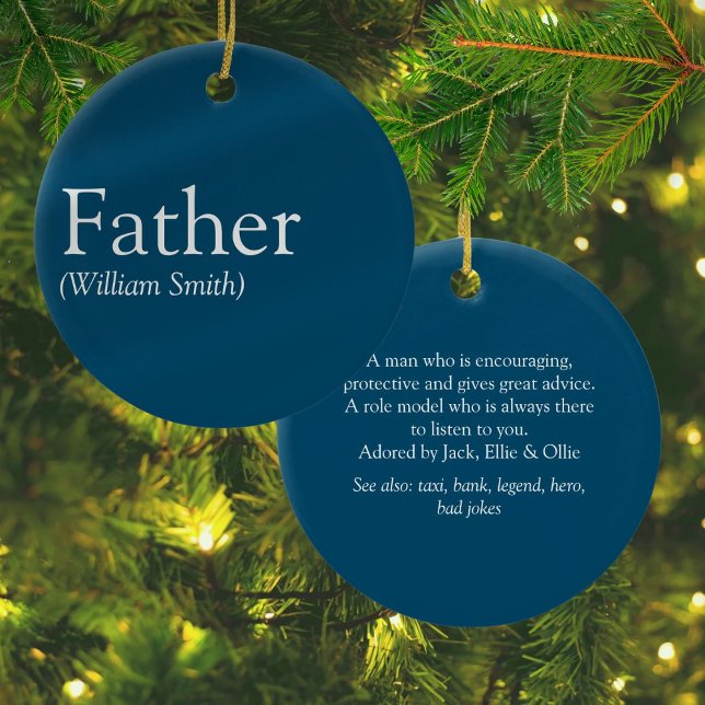 Best Dad Daddy Father Ever Definition Blue Ceramic Tree Decoration (Best Dad Daddy Father Ever Definition Blue Ceramic Ornament)
