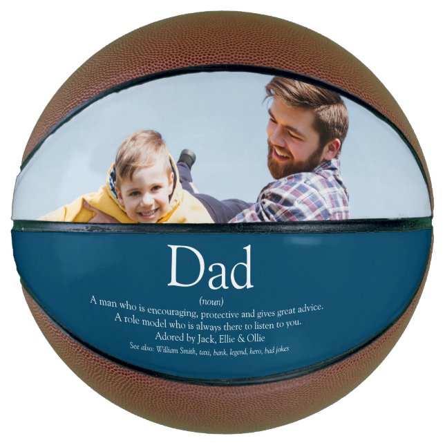 Best Dad Daddy Father Ever Definition Photo Blue Basketball (Front)