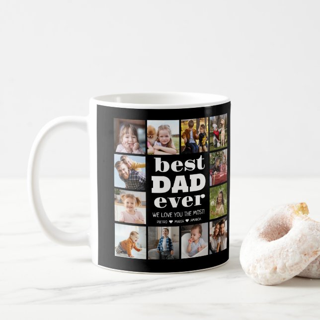 Best DAD Ever 12 Photo Collage  Coffee Mug (With Donut)
