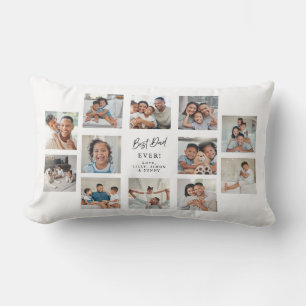 Best Dad Ever 12 Photo Collage Custom Family Lumbar Cushion