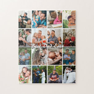 Best Dad Ever 12 Photo Collage Personalized Father Jigsaw Puzzle