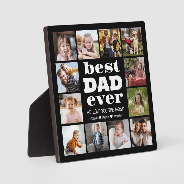 Best DAD Ever 12 Photo Collage  Plaque (Front)