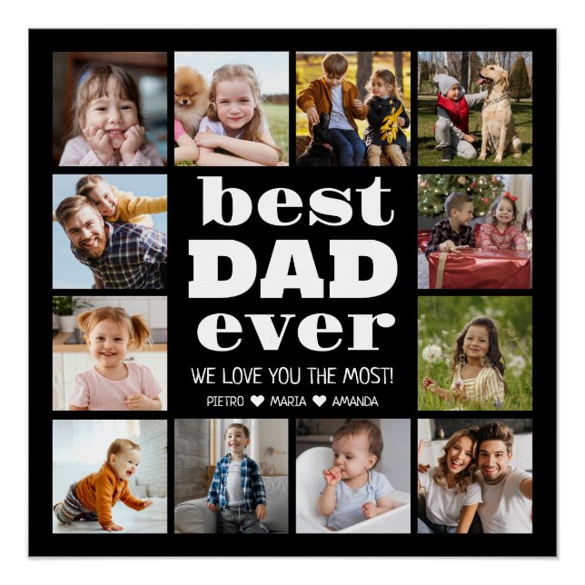 Best DAD Ever 12 Photo Collage  Poster (Front)
