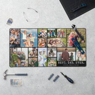 Best Dad Ever 16 Photo Collage Desk Mat