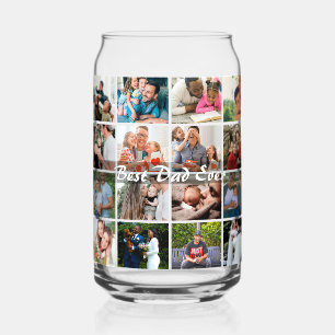 Best Dad Ever 16 Photo Collage Personalised Father Can Glass