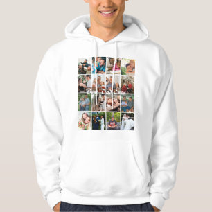 Best Dad Ever 16 Photo Collage Personalised Father Hoodie