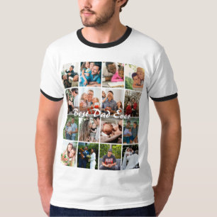 Best Dad Ever 16 Photo Collage Personalised Father T-Shirt