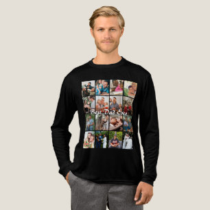 Best Dad Ever 16 Photo Collage Personalised Father Tri-Blend Shirt