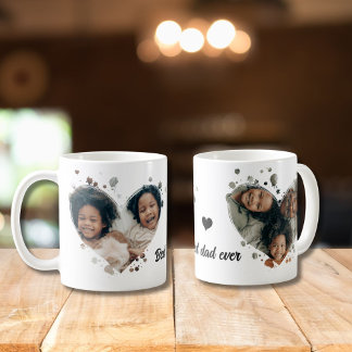 Best dad ever 2 custom heart photos Mug