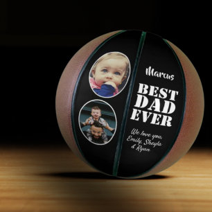 Best Dad Ever 2 Photo Collage Father`s Day Black Basketball