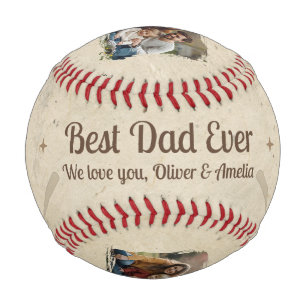 Best Dad Ever 2 Photo Keepsake Gift Baseball