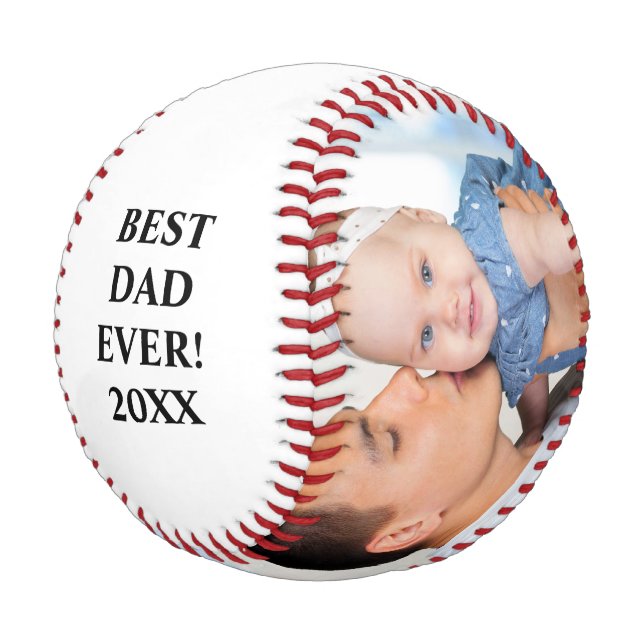 Best Dad Ever 2 Photo Wht Baseball (Angled)