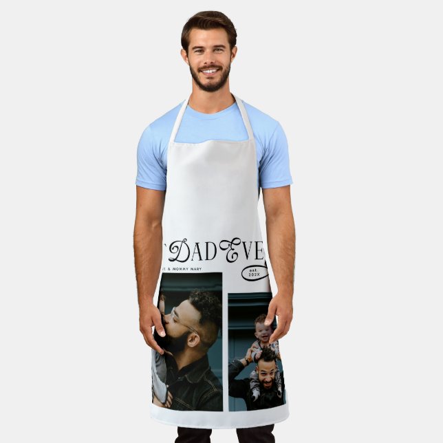  Best Dad Ever 2 Photos Modern Fathers Day Gifts Apron (Worn)