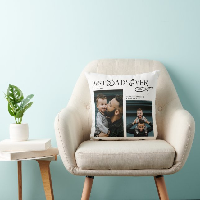  Best Dad Ever 2 Photos Modern Fathers Day Gifts Cushion (Chair)