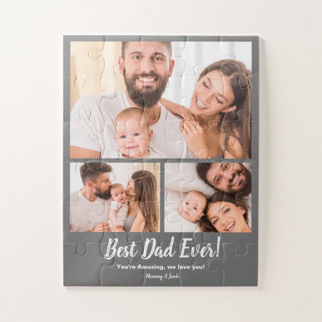 Best Dad Ever! 3 Custom Photos Jigsaw Puzzle (Vertical)