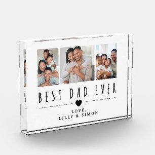 Best Dad Ever   3 Family Photo Collage Acrylic Block
