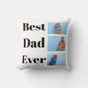 Best Dad Ever   3 Photo Collage Father's Day  Cushion