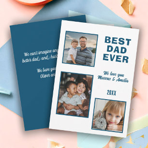 Best Dad Ever 3 Photo Collage Father's Day Holiday Card
