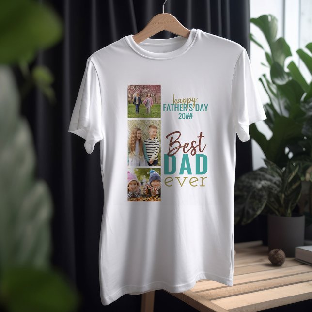 Best Dad Ever 3 Photo Collage Fathers Day T-Shirt (Creator Uploaded)