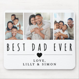 Best Dad Ever 3 Photo Collage Grid Personalised Mouse Pad