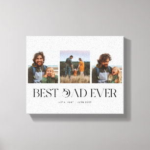 Best Dad Ever    3-Photo Father's Day Retro Canvas Print