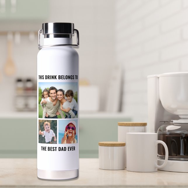 Best Dad Ever 3 Photo Water Bottle (Creator Uploaded)