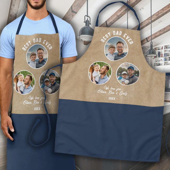 Best Dad Ever 3 Photos Father`s Day Keepsake Apron (Creator Uploaded)