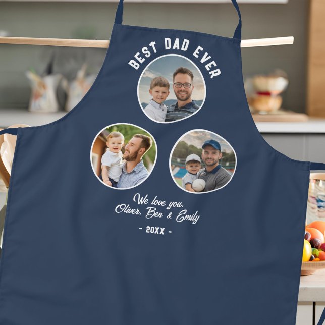 Best Dad Ever 3 Photos Father`s Day Keepsake Apron (Creator Uploaded)