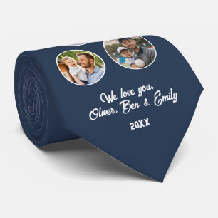 Best Dad Ever 3 Photos Father`s Day Keepsake Tie