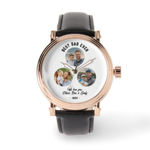 Best Dad Ever 3 Photos Father`s Day Keepsake Watch