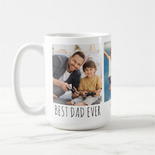 BEST DAD EVER 3 Photos Names Modern Coffee Mug