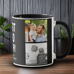 Best Dad Ever 4 Photo Collage Black Mug