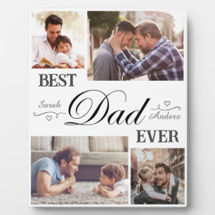 Best Dad Ever - 4 photo collage happy fathers day  Plaque