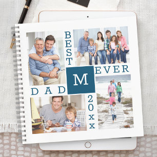 Best Dad Ever 4 Photo Collage Monogrammed Notebook