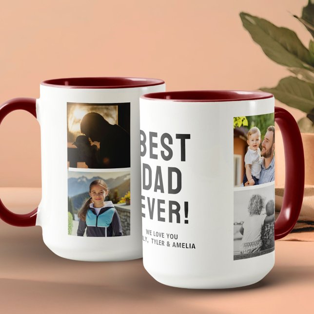 Best Dad Ever 4 Photo Collage Red Mug (Creator Uploaded)